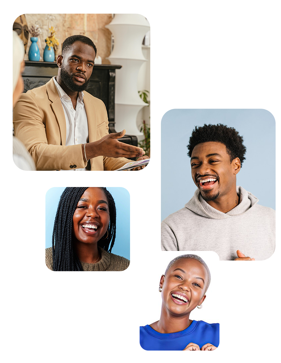 Four professionals collaborating across a flexible team